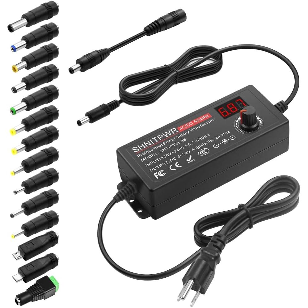 SHNITPWR Universal AC to DC Adapter 3V ~ 24V 2A 48W Switching Power Supply 3V 5V 6V 9V 12V 15V 18V 1
