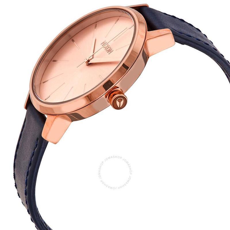 Nixon Nixon Kencington Quartz Womens Watch Rose Dial Fashion Blue Leather Strap A1082160-00