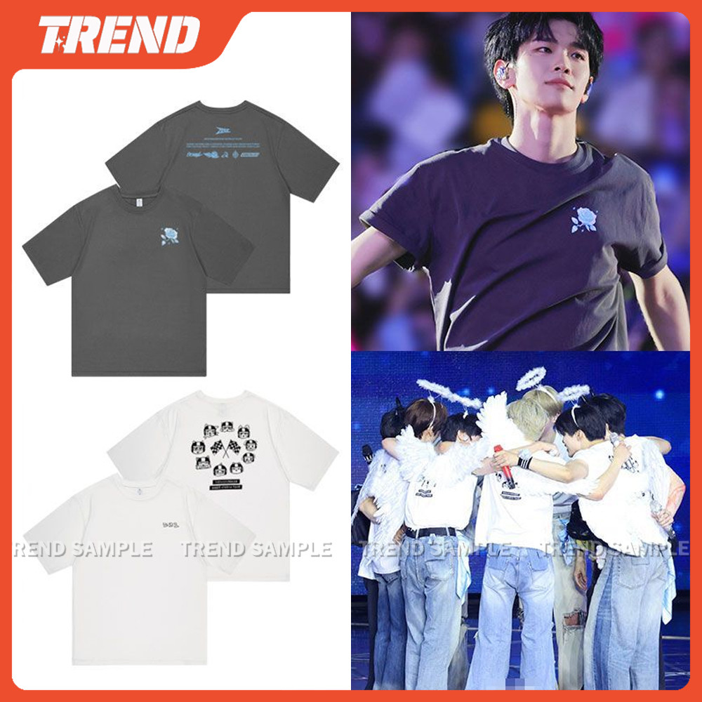 2025 ZB1 ZEROBASEONE WORLD TOUR HERE & NOW Merch ผ้าฝ้ายเสื้อยืด Unisex Vintage แฟชั่นหลวมพิมพ์แขนสั