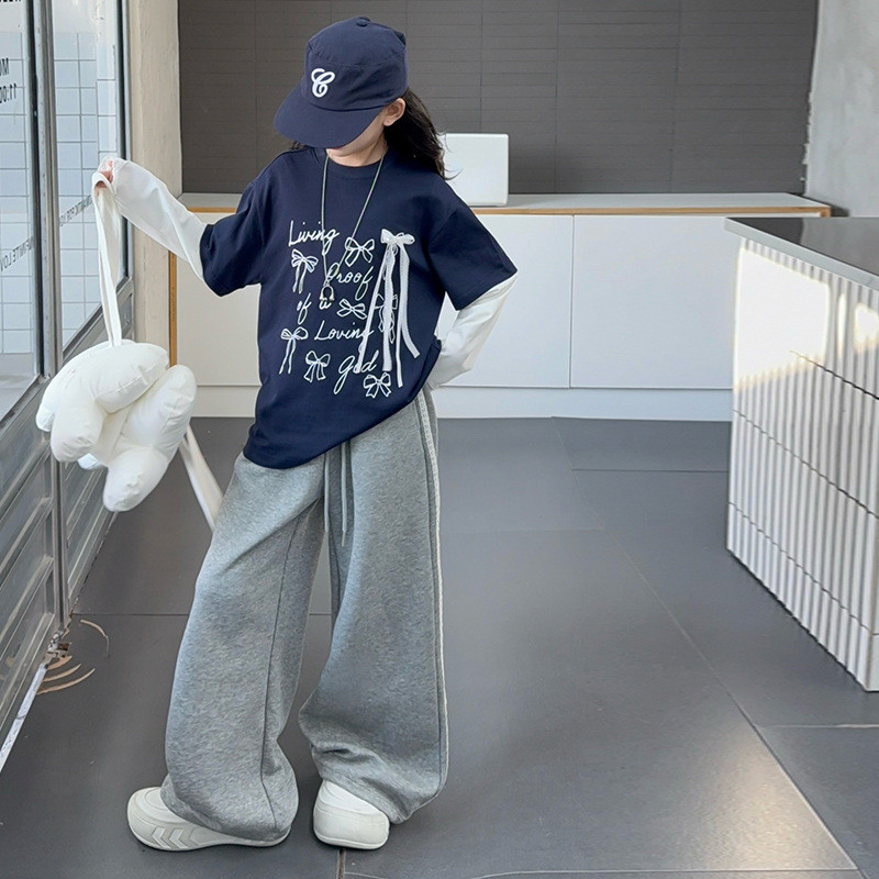 ชุดเด็ก 2 ชิ้น, เสื้อยืดแขนยาว + กางเกงกีฬาลำลองฤดูใบไม้ร่วง 5-14 ปี - รูปที่ 2