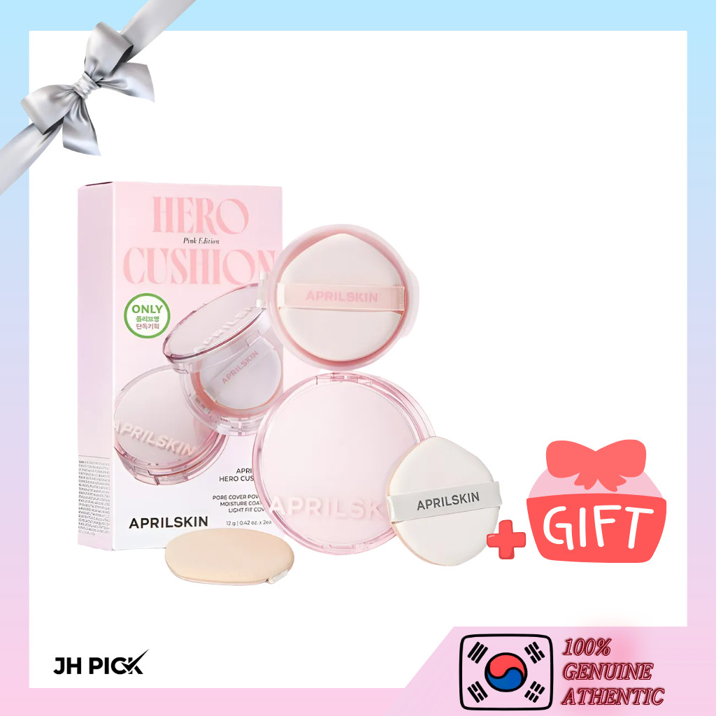 APRILSKIN Hero Cushion Pink Set – Main + Refill (4 เฉดสี) / Vegan Volume Glow Cushion