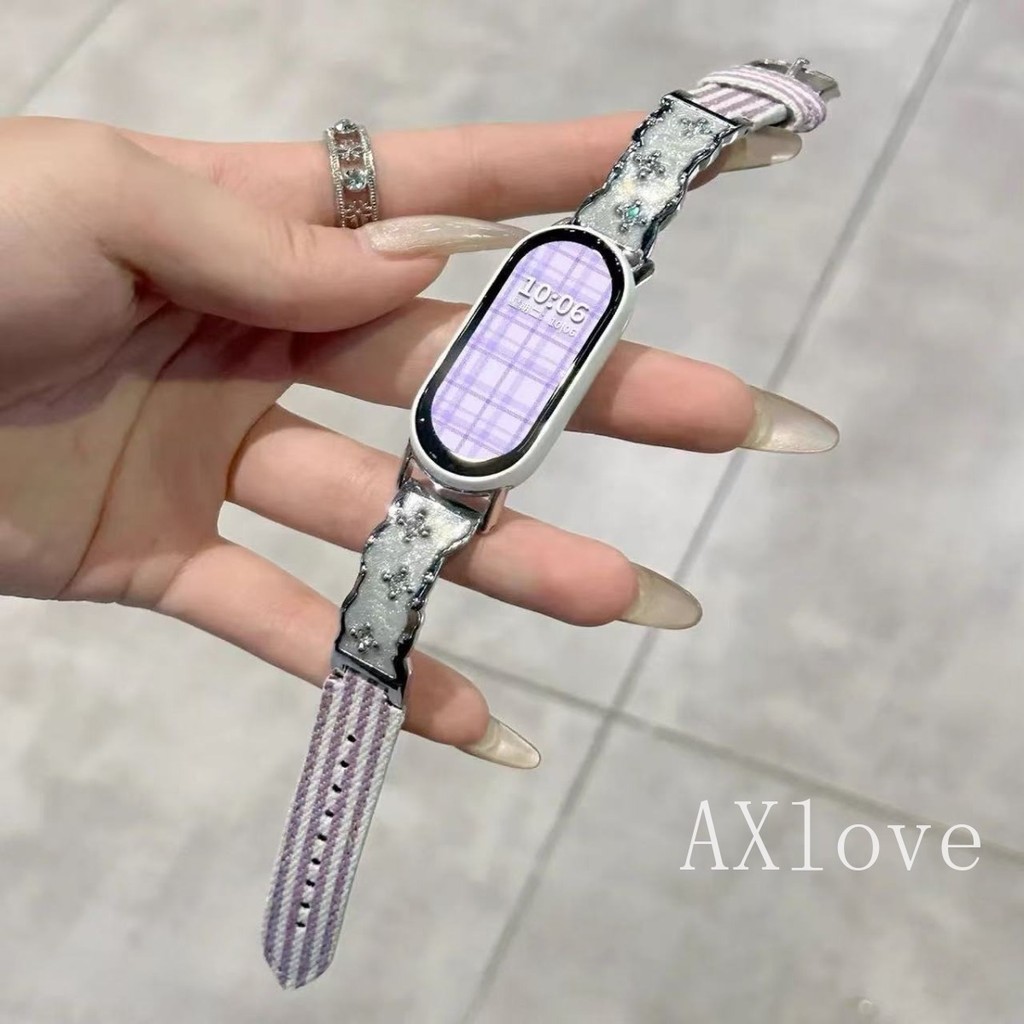 แฟชั่นผ้าใบสายสปาร์เคิลสําหรับ เสี่ยวหมี่ ไมล์ วงดนตรี 10 9 8 มือโปร ไมล์band 7 6 5 4 3 เอ็นเอฟซี สร้อยข้อมือโลหะเพชรสายรัดข้อมือหรูหรา - รูปที่ 6