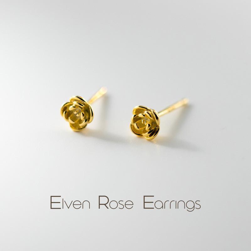 Elven Rose Earrings ต่างหูเงินแท้ S925 [MERCELO]