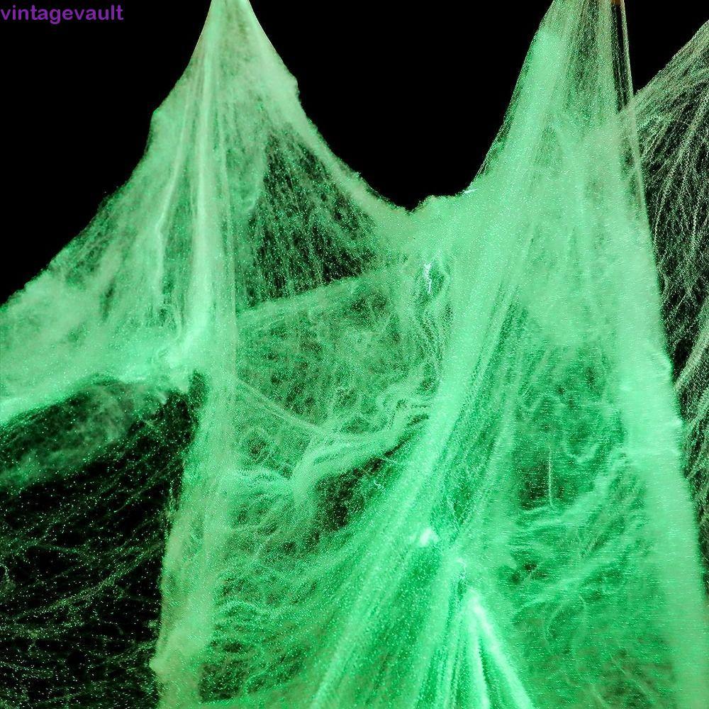 VINTAGEVAULT Luminous Spider Web, 3/6/10 เมตรยืดเรืองแสงใน Dark Spider Web, สยองขวัญ Props ประดิษฐ์น
