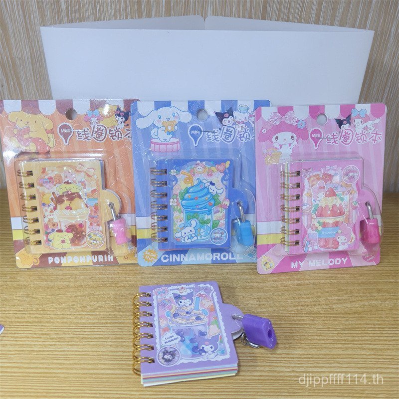 Small Lock Code Lock Book Sanrio Notebook Mini การค้าต่างประเทศ Coil Book Barakapi Ice Cream Kuromi 