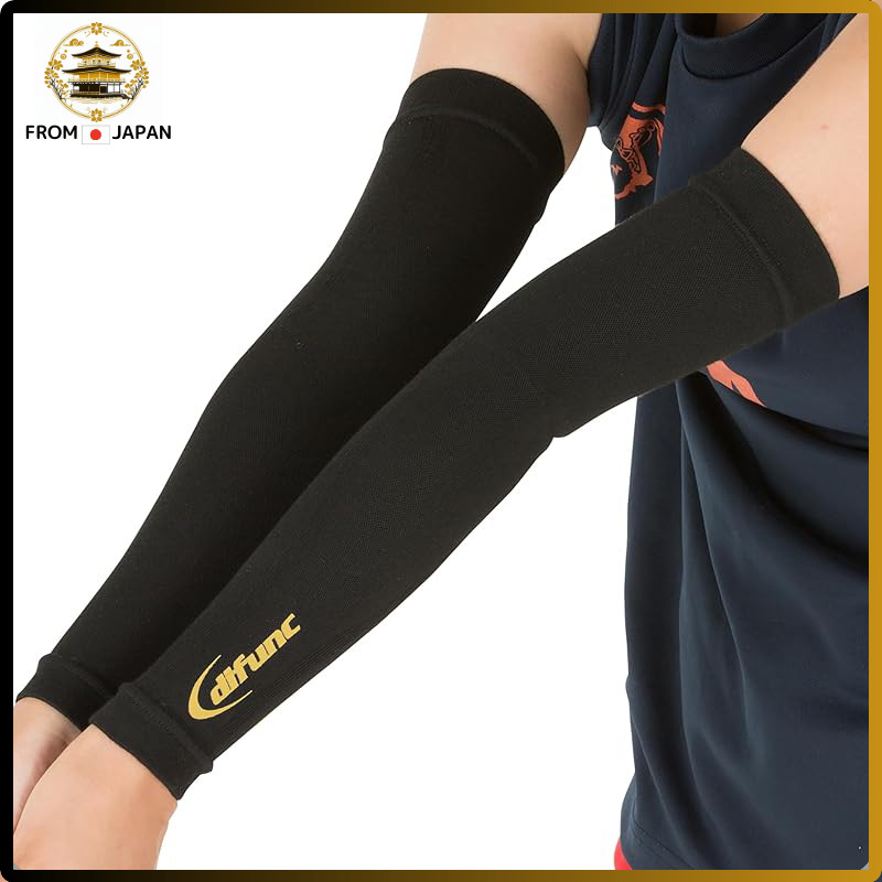 D&M Arm Sleeves - 1 Pair - Black and Gold - Size L - Durable, Anti-Friction, Moisture-Wicking Compre