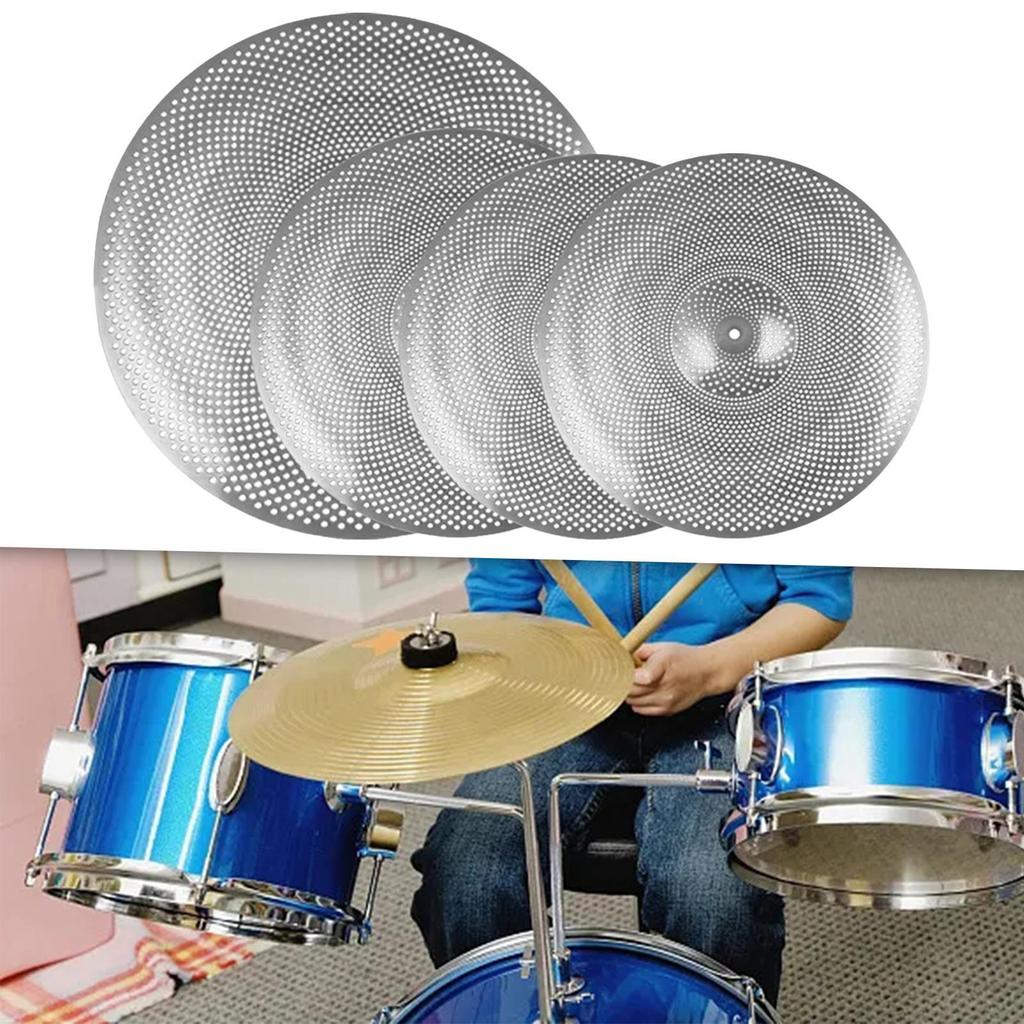 [unjitsh] 4 ชิ้นฝึกยิมบอลระดับเสียงต่ํา Cymbals ปฏิบัติ Drummer Practice Stage 14 นิ้ว 16 นิ้ว 18 นิ