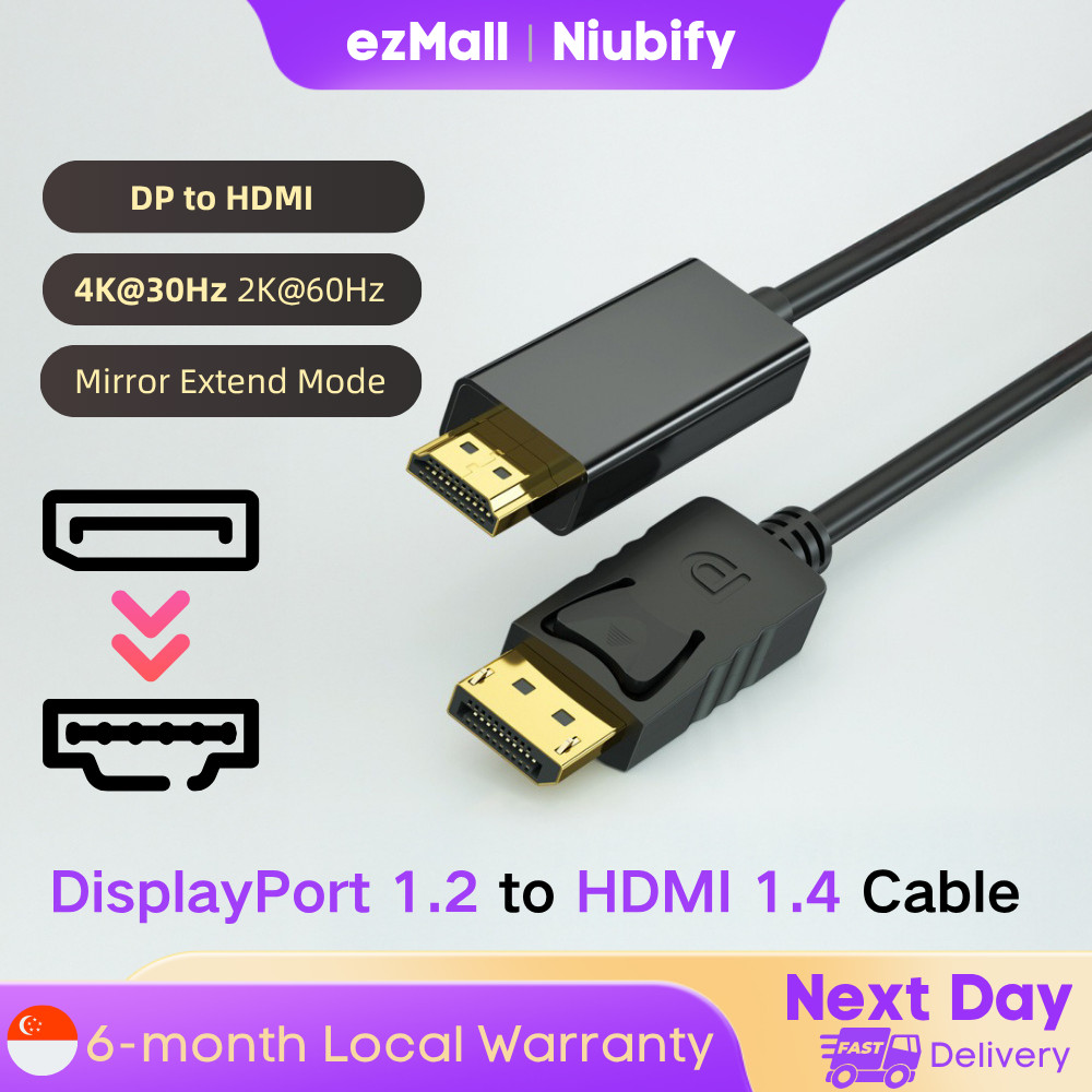 สาย DisplayPort เป็น HDMI 4K (DP เป็น HDMI 4K@30Hz) – การเชื่อมต่อจอแสดงผลแบบทางเดียวสําหรับพีซีเพื่