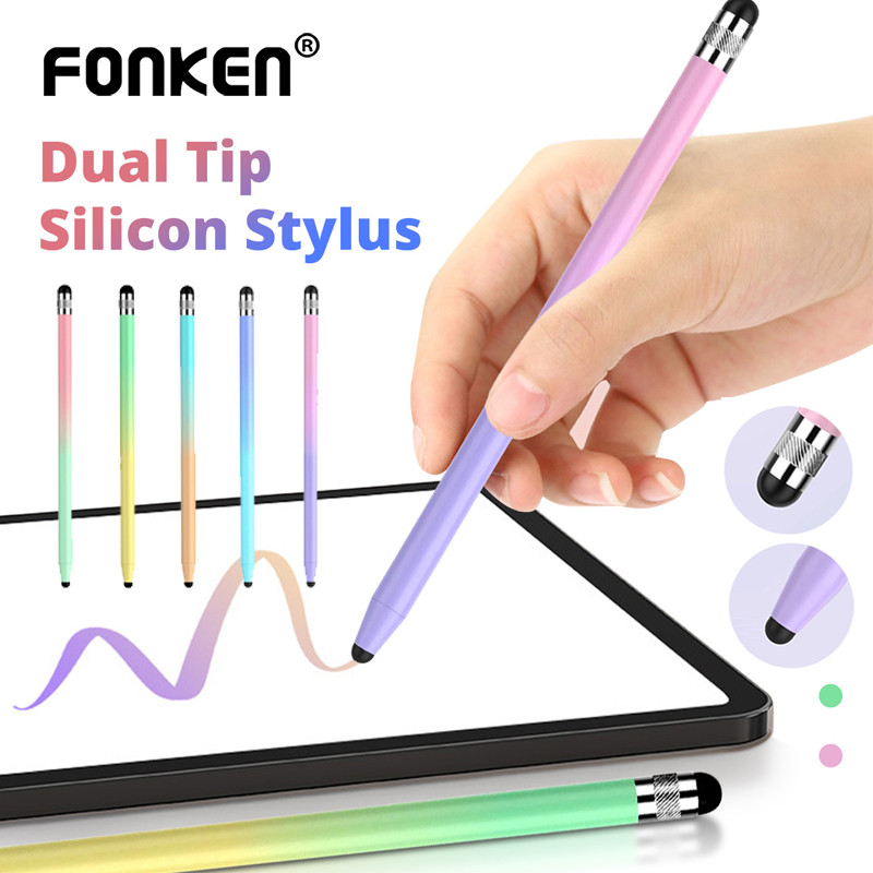 Fonken 2 in 1 Dual Silicone Tip Gradient Capacitive Pen หน้าจอสัมผัสวาด Stylus ดินสอสําหรับโทรศัพท์แท็บเล็ต