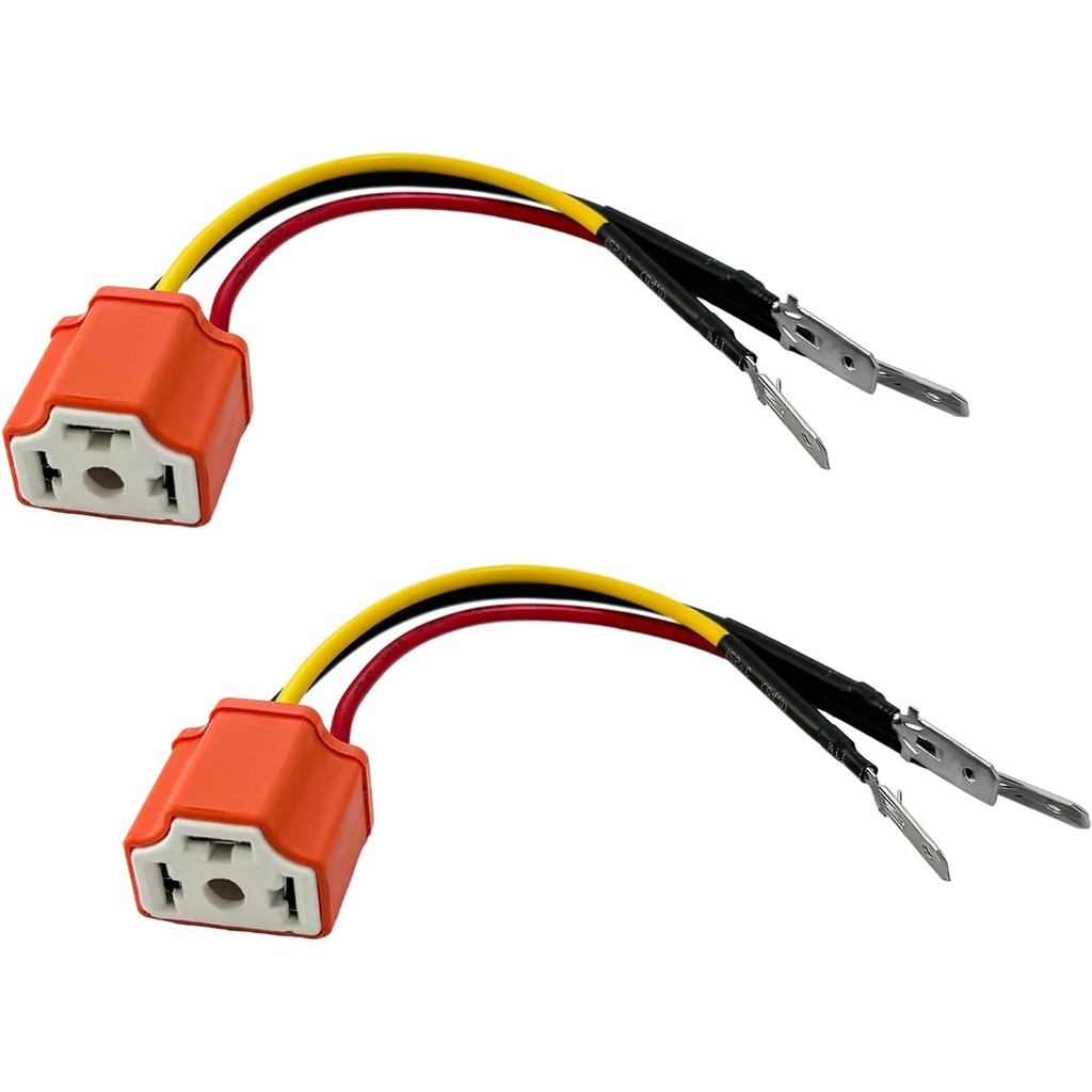 2PCS เซรามิค H4 9003 HB2 ไฟหน้าซ็อกเก็ต, 16AWG ไฟหน้าสายไฟปลั๊ก 3 อะแดปเตอร์, ไฟหน้ารถรถบรรทุก Pigta