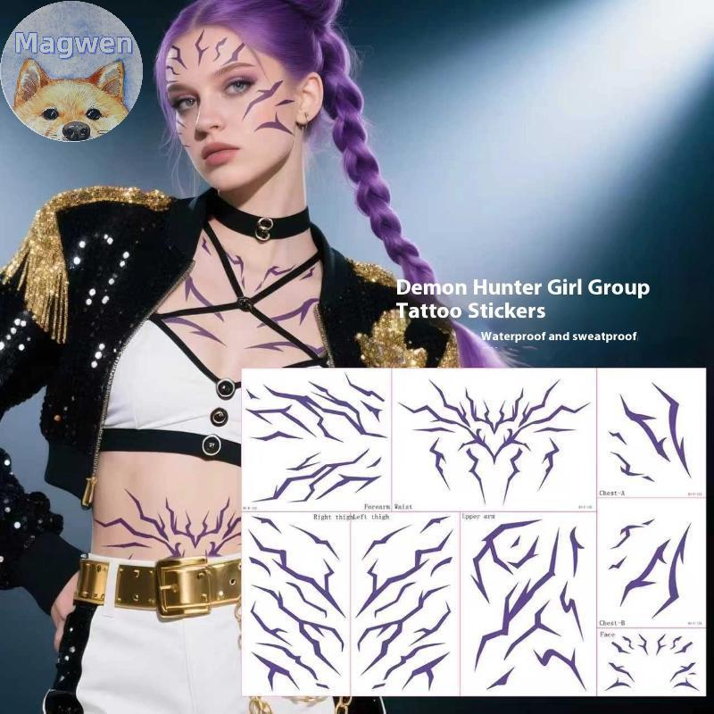 Magwen KPOP Hunters Rumi Jinu สติ๊กเกอร์สำหรับการแต่งหน้าและcosplay ลายเส้นอนิเมะ พร้อมใช้งานในงานHA