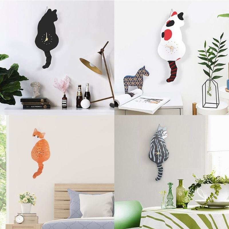Top Creative Wall Clock Naughty for Cat Wag Tail Clocks for Home Decor Cloc