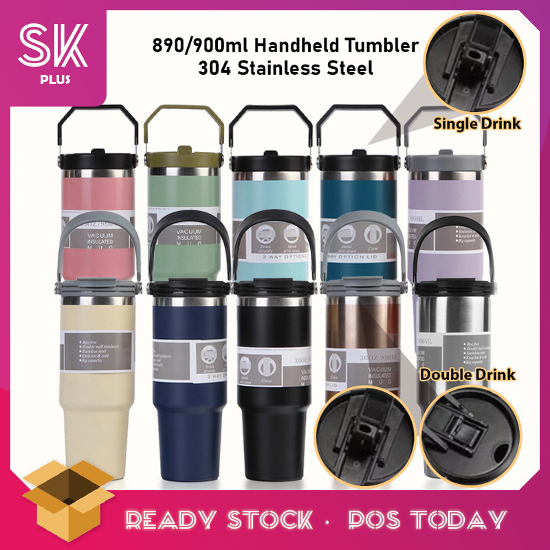 SKplus 890ml 304 สแตนเลสมือถือฉนวนแก้วสูญญากาศเครื่องดื่มคู่ร้อนและเย็น Mugatar ขวด