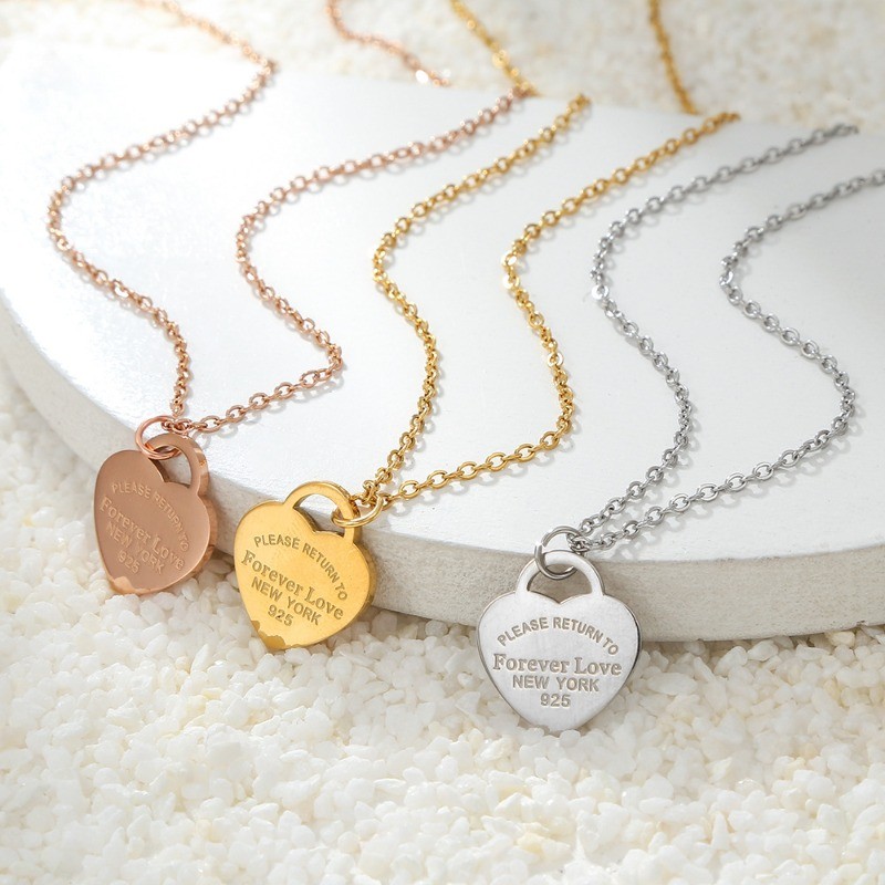 สร้อยคอจี้หัวใจสแตนเลสมินิมอลหรูหราสำหรับผู้หญิง จากแบรนด์ forever Love