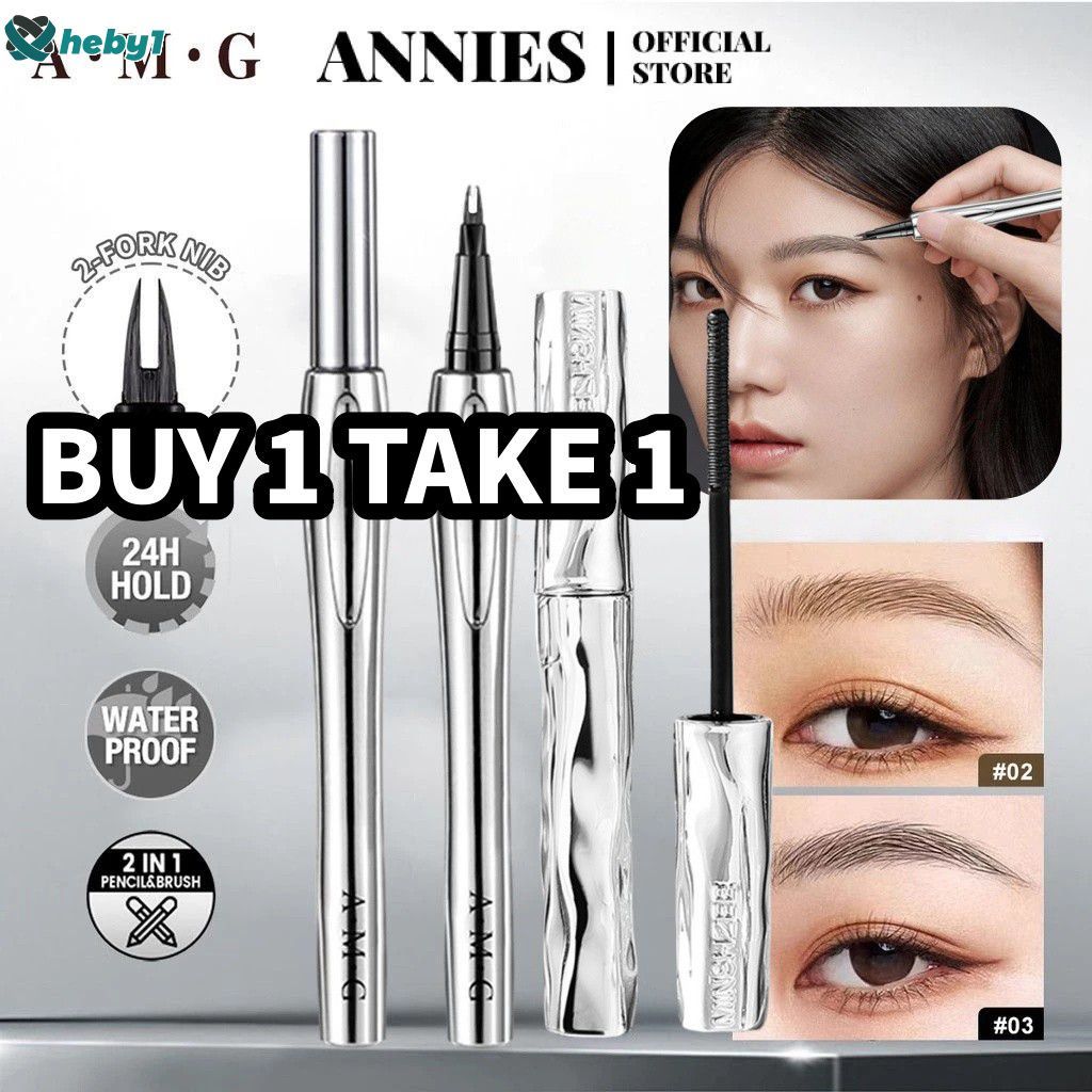 【ซื้อ 1 แถม 1】ดินสอเขียนคิ้ว AMG อายไลเนอร์สองแบบ กันน้ำ ติดทนนาน เป็นธรรมชาติ ดินสอเขียนคิ้วแบบ Wil