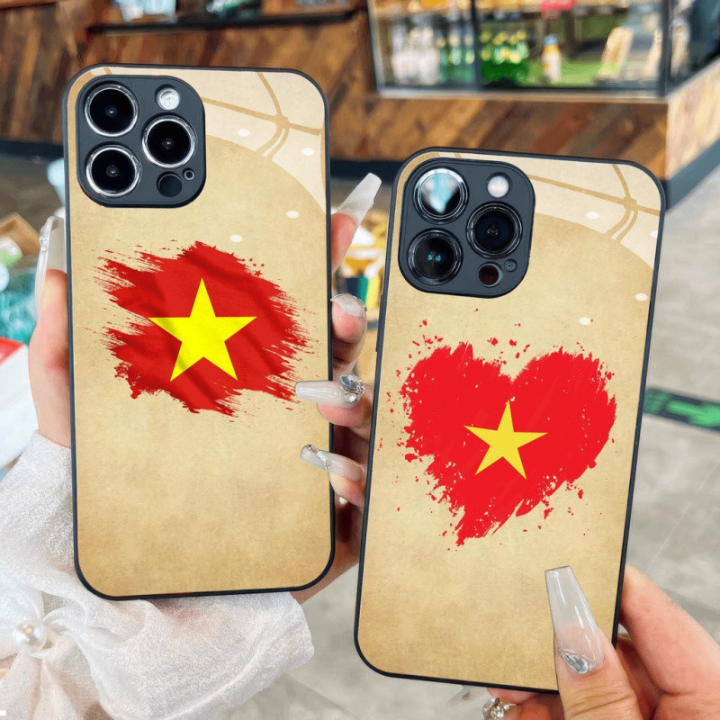 Red Flag Yellow Star สีน้ําสําหรับ iPhone 16 17, 13 12 8 7 6 6s 6p 7p 8p 6g 7g 8g XR XS