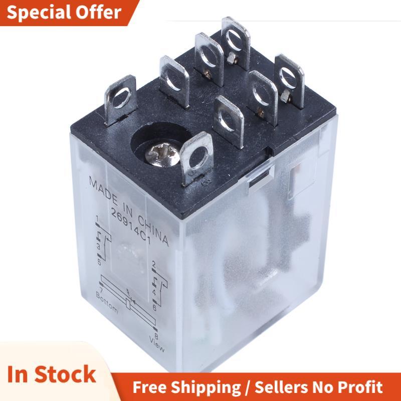 JQX-13F LY2 DC 12V คอยล์ 8-Pin DPDT สีเขียว LED รีเลย์แม่เหล็กไฟฟ้า