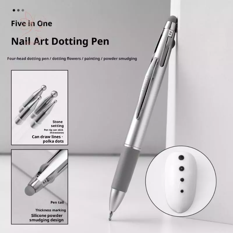 [maybeauty] 4in1 Nail Dotting Pen Nail Art Dotting Tools In ปากกาลูกลื่น Design Nail Art Tip Dot Paint ชุดแต่งเล็บ {TH}