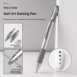 [maybeauty] 4in1 Nail Dotting Pen Nail Art Dotting Tools In ปากกาลูกลื่น Design Nail Art Tip Dot Paint ชุดแต่งเล็บ {TH}