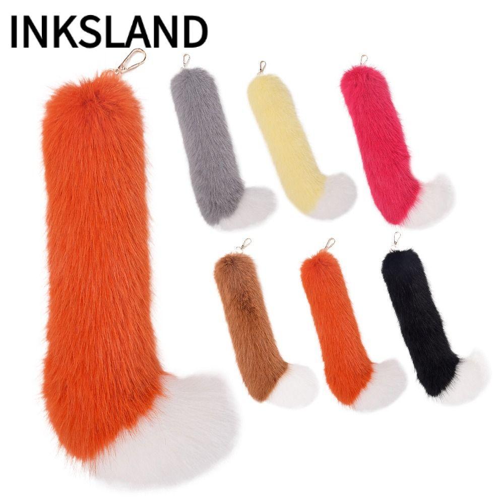 INKSLAND Therian Tail Bag Charms, Warm หนา Faux Fur Tail พวงกุญแจ,แฟชั่นขนาดใหญ่ Fluffy Soft Plush F