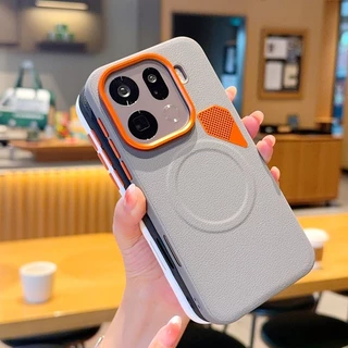 สําหรับ OPPO Find X9 Pro, X9 กรณี ELVEV Hard PC หนัง PU กันลื่นกระจายความร้อนเลนส์โลหะฝาครอบโทรศัพท์