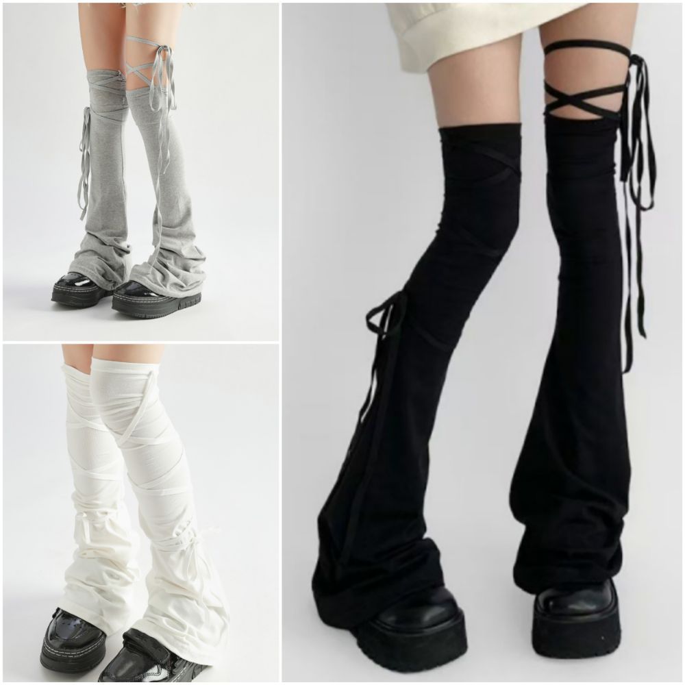 บีทริกซ์ Lace-Up Leg Warmers แบบ High Tube สำหรับคอสเพลย์ รูปที่ 3