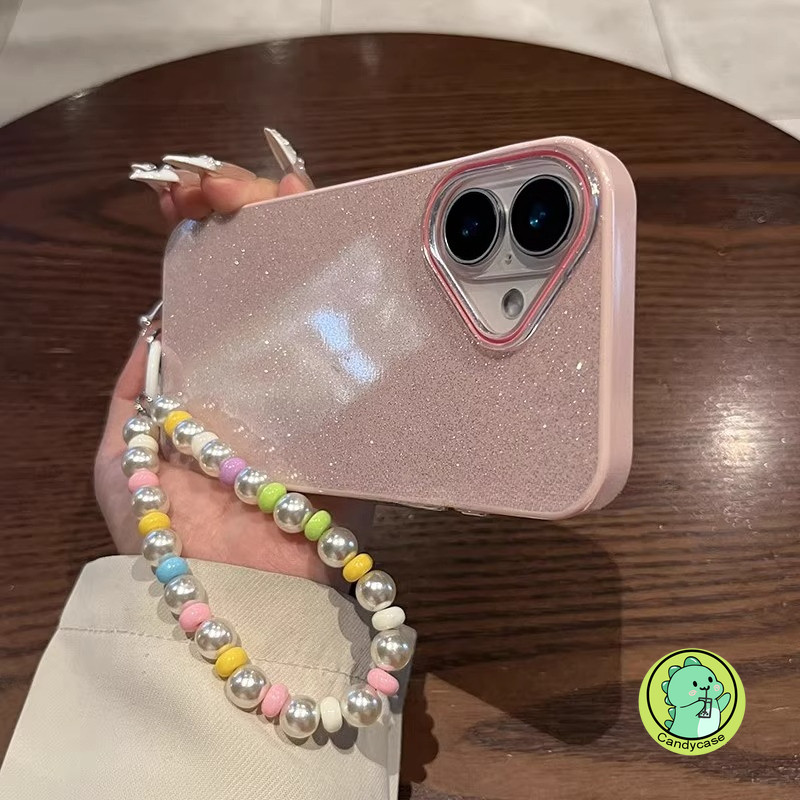 เคสโทรศัพท์ Glitter พร้อมสร้อยข้อมือมุกสําหรับ Vivo Y400 Pro Y300 Pro Plus Y300T Y300i Y200E Y200i Y