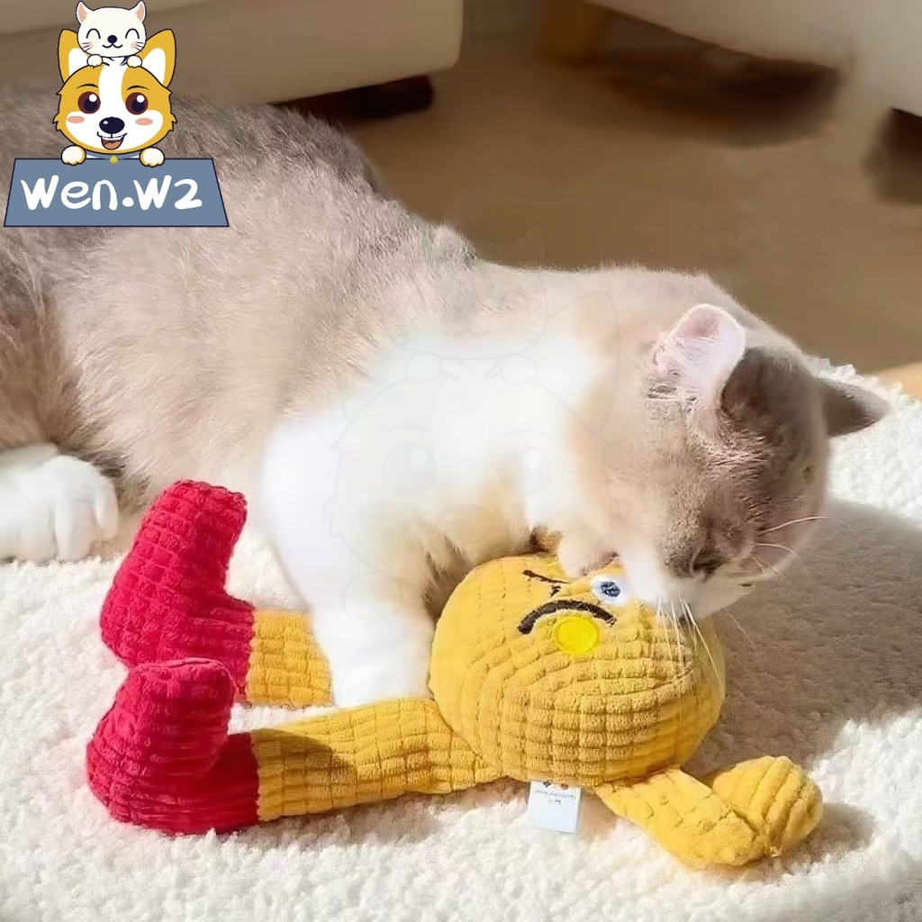 wen.W2 ของเล่นสุนัขคิตตี้น่ารักเสียงลูกแมวหญ้านวดตัวด้วยตัวเอง