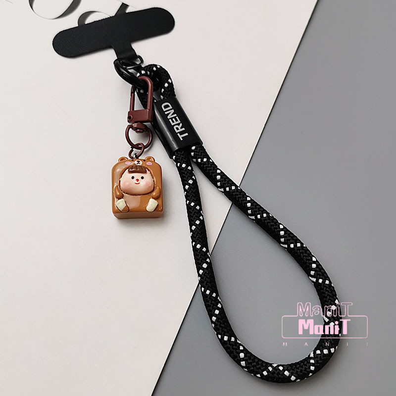 [MTech]สายคล้องโทรศัพท์แบบทอสำหรับกลางแจ้ง สายคล้องข้อมือสั้นแฟชั่น จี้การ์ตูน