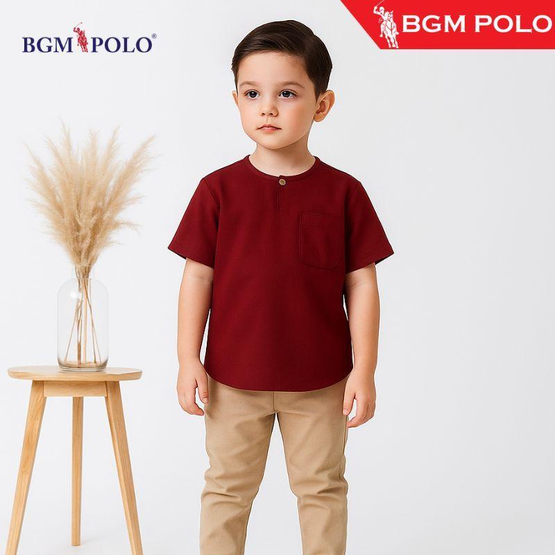 BGM POLO Kurta Pahlana Budak With Butang Kayu-pocket-BP-KK069PWB-BPP1002 เสื้อผ้า Como Crepe