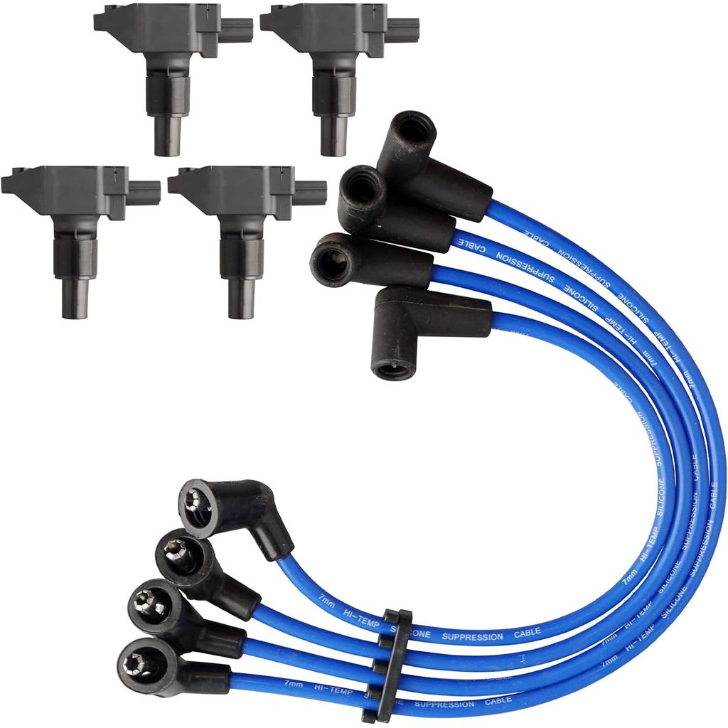 ชุดคอยล์จุดระเบิด 4 ชิ้น N3H1-18-100B-9U UF501 GN10508 พร้อมชุดสายไฟเข้ากันได้กับ Mazda RX-8 2004-20