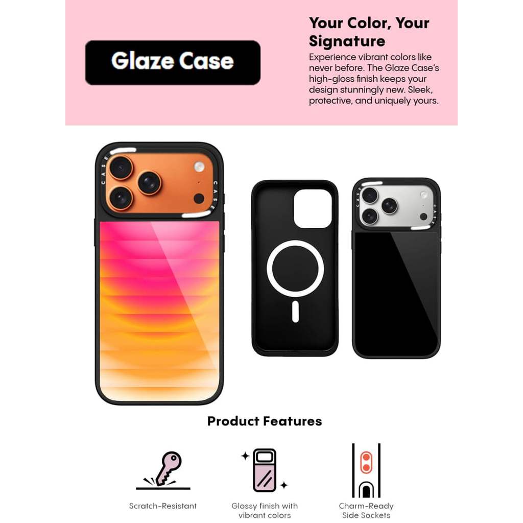 CASECASE X Sunset Wave Case Scratch ทนแม่เหล็กดูด Glaze Case สําหรับ IPhone 17 Air 16 15 14 Pro Max 