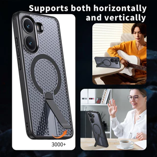 เคสโทรศัพท์แม่เหล็กสําหรับXiaomi POCO X8 Pro Max X7 Pro F7 F8 Ultra Pro M8 M6 Pro C75 C71 เคสโทรศัพท์วงเล็บมัลติฟังก์ชั่นHollowกระจายความร้อนกลางแจ้งAnti Fallปกหลัง