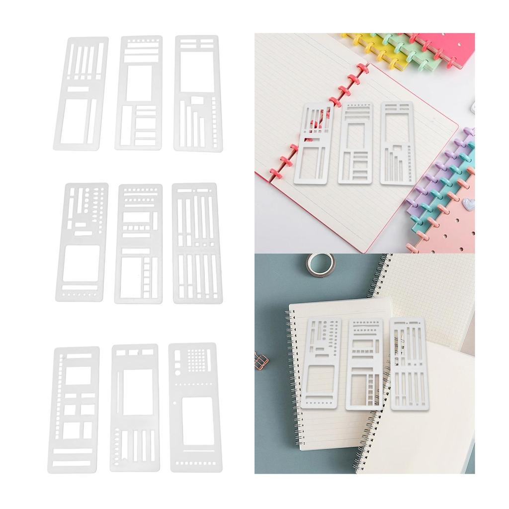[mibum01eb] 3 ชิ้น Planner Stencils Craft Lines Bookmark Planner Banner Habit 13.8x5.1 ซม.