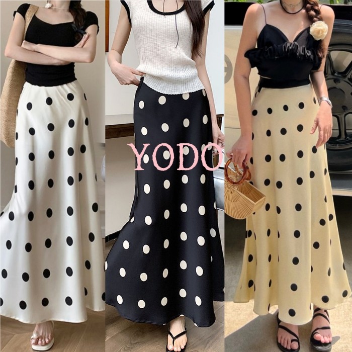 กระโปรงซาตินลายจุด YODO ทรงเอหางปลา: สวยพริ้ว แมทช์ง่าย สไตล์แฟชั่นดูดี