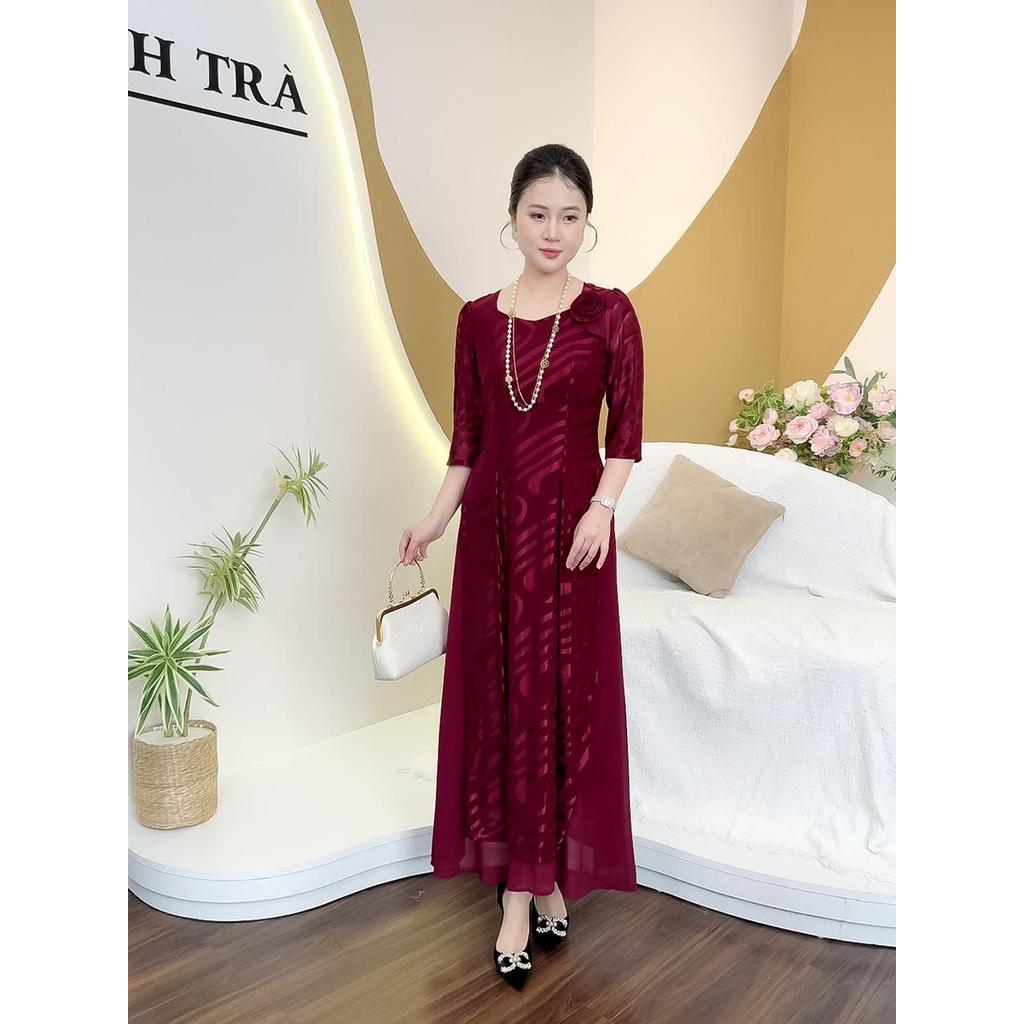 Linh Tra ชุดเดรสกลางสุดหรู (TM 4236) - หรูหราสําหรับสุภาพสตรี U30 U40 ออกไปและไปทํางาน