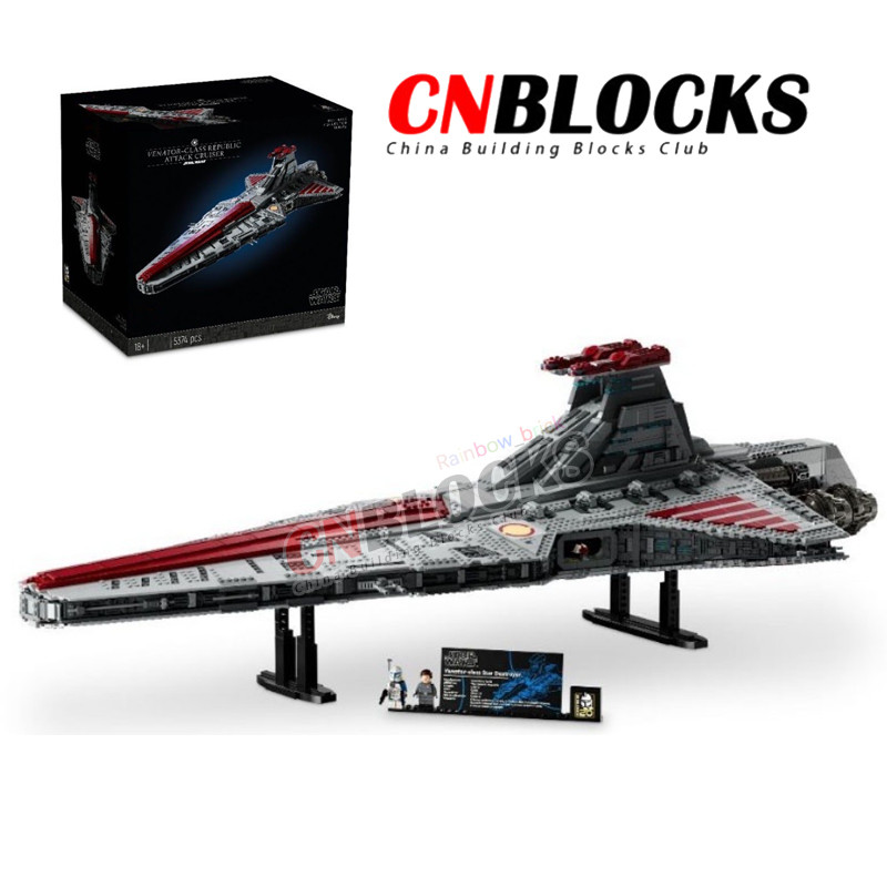 Star Wars MOC อิฐ Venator-class Republic Attack Cruiser 75367 (5374 ชิ้น) Biliding บล็อกตกแต่งของสะส
