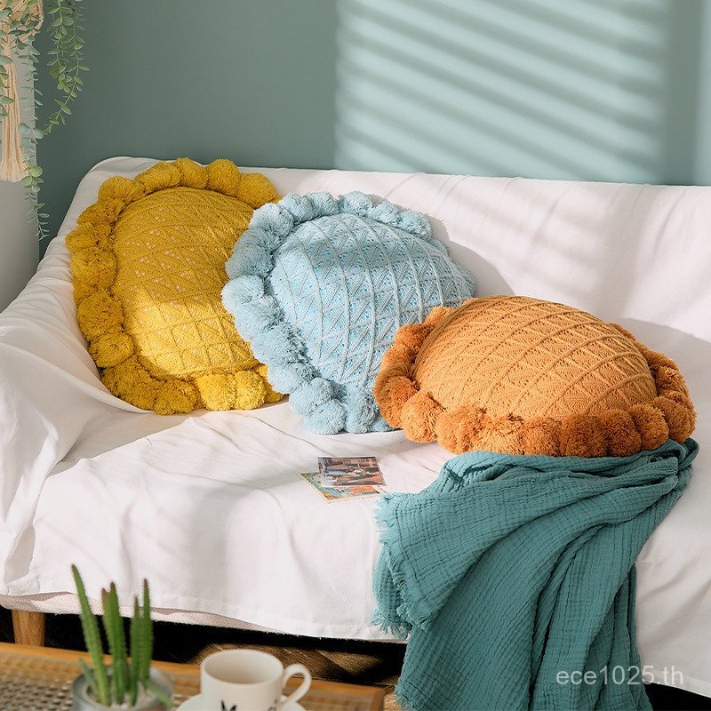 Ball Group หมอนอิงหมอนโซฟา ins Pu สไตล์นอร์ดิกถักรอบ STH8