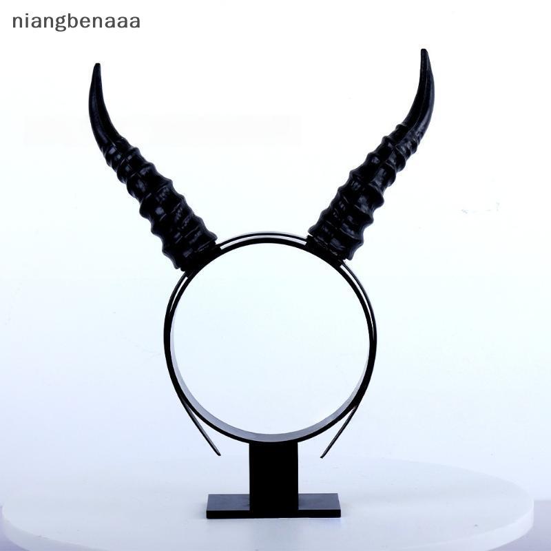 (niangbenaaa) Devil Sheep Horn Headdress เล่นเด็กผู้หญิง Gothic Ox Horn Antelope Hairband ฮาโลวีนเครื่องแต่งกายตกแต่ง Headwear ใหม่
