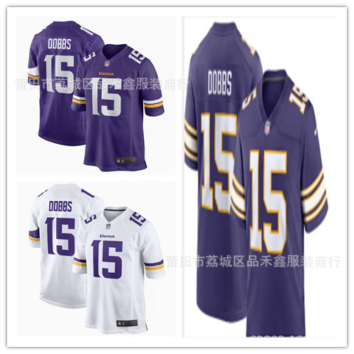 จัดส่งในวันเดียวกัน!!Minnesota Vikings Minnesota Vikings Rugby Jersey 15#Joshua เสื้อ Dobbs ผู้ชาย 5