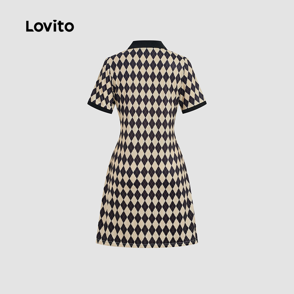 Lovito ชุดลําลอง ลายปักสีตัดกันการผูกมัดRound Neck A-Line Mini เดรสสําหรับผู้หญิง LNA06010 (หลากสี) ราคา ถูกที่สุด ดีลบีเคเค แกลเลอรีภาพที่ 6