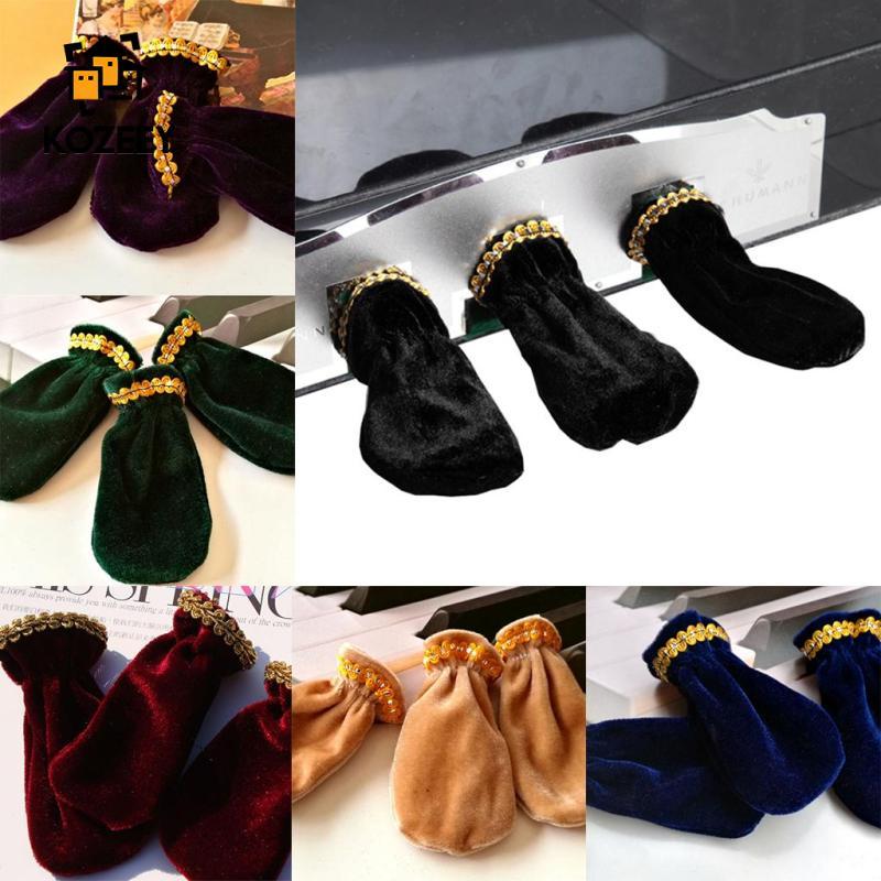 KOZEEY 3 ชิ้น Pleuche เปียโน Sustain Pedal Cover เท้าแขน Protector Pad สีดํา