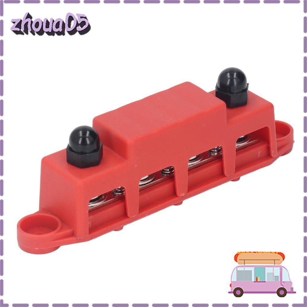 ZHOUA 4 ตําแหน่ง Bus Bar,สีแดง/สีดํา 48VDC 250A M10 Studs Bus Bar,สกรู Terminals M10 3/8 4 ตําแหน่ง 