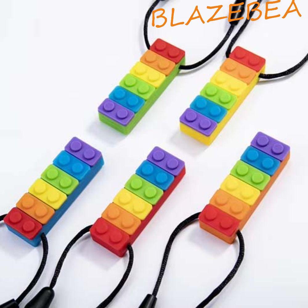 BLAZEBEA Sensory Chew สร้อยคอ, Chewable Food Grade Baby Silicone Teether, สําหรับเด็ก Chewy จี้กัด S
