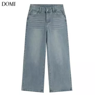 DOMI - (S-3XL) กางเกงยีนส์เอวสูง ทรงลิซ่า กระบอกใหญ่ ทรงสวย ใส่สบาย แมทง่าย ใส่ได้ทุกลุค