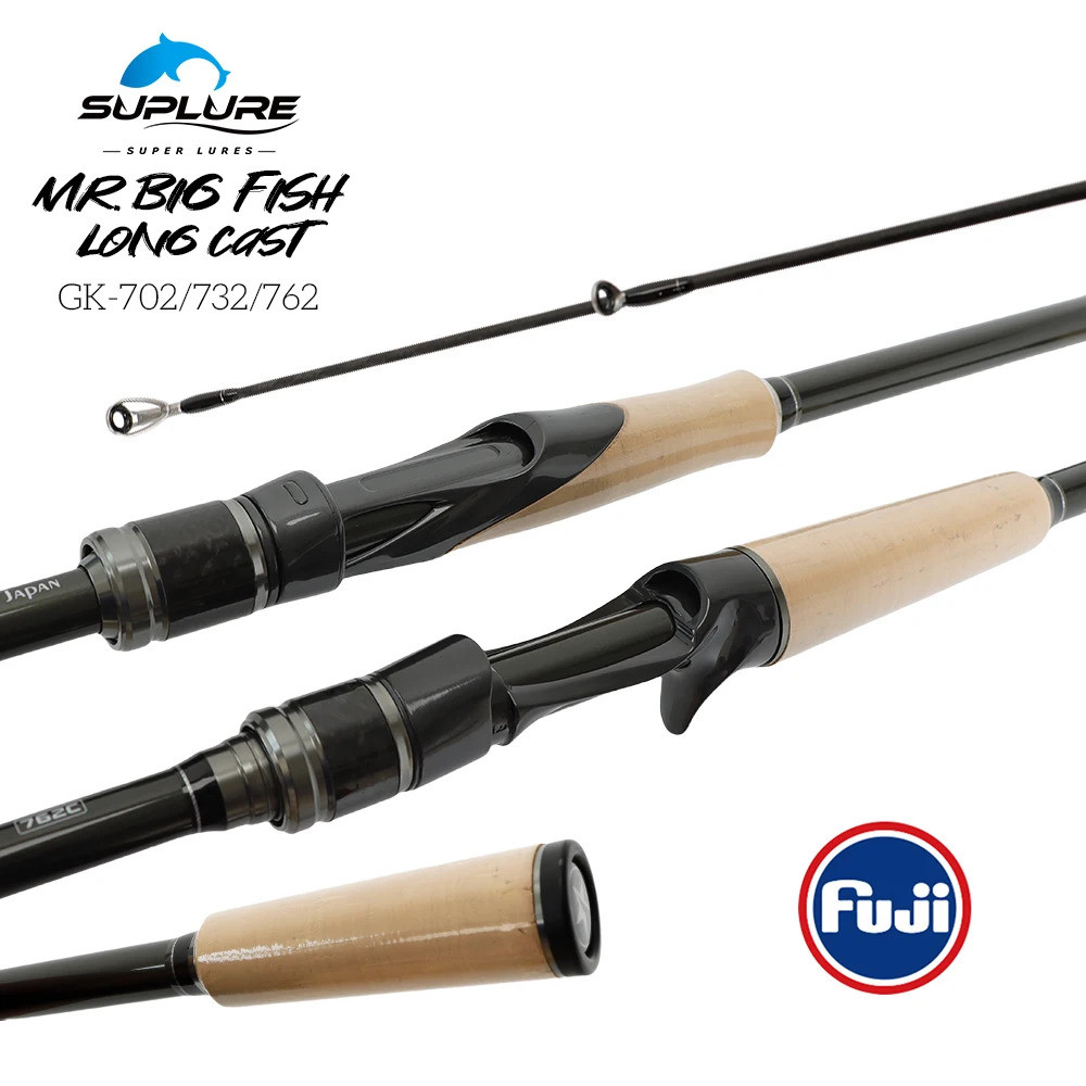 ซุปเปอร์ลูเรส คุณ Big Fish Long Cast 2.13m/2.2m/2.38m Spinning/casting Rod Ml/m/mh 2 ชิ้น Fuji Guide