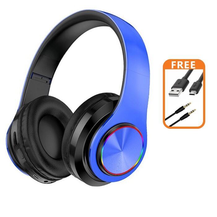 B39 ชุดหูฟังไร้สาย Bluetooth 5.0 หูฟังไร้สายสเตอริโอเบส LED สีสันสดใส Ove-Ear Headphones