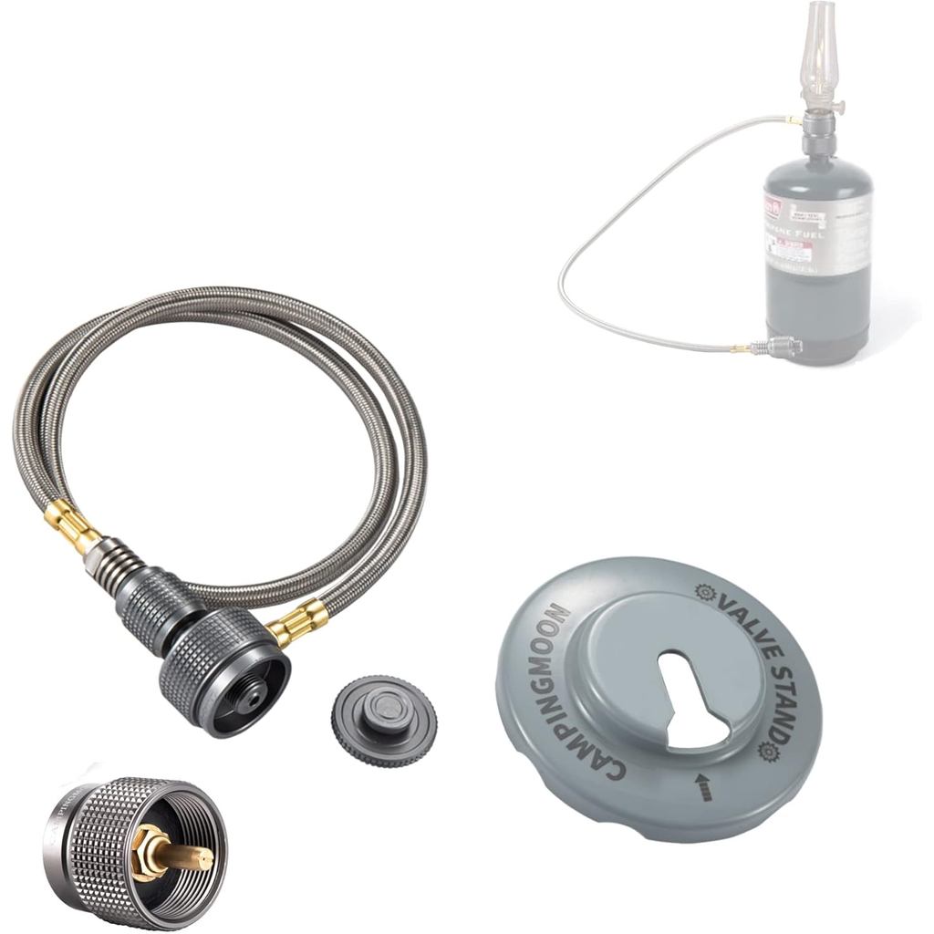 Camping moon CAMPINGMOON 2 Outlet Adapter สําหรับ 1Lb ถังโพรเพนและ EN417 Lindal วาล์วอุปกรณ์ 23.6 นิ
