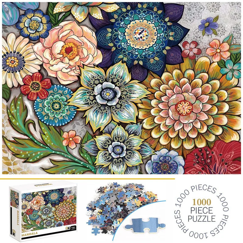 1000 Pieces Mandala Jigsaw Puzzles for Adults Home Decor Games Family Fun Floor Puzzles Educational 