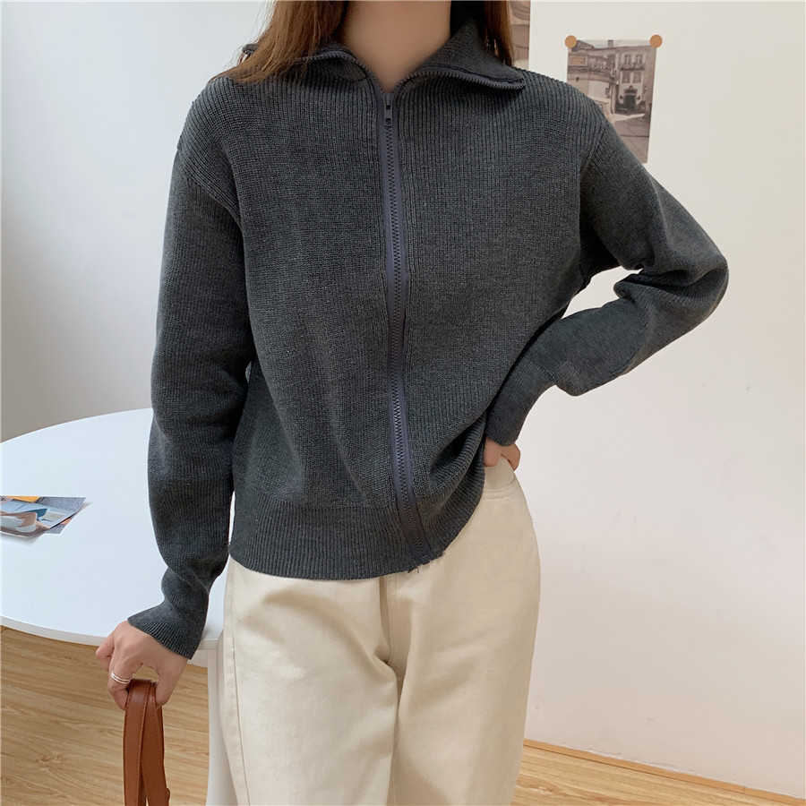 Gakki เสื้อคาร์ดิแกนถักคอสูงแขนยาวกันหนาวผู้หญิง ผ้านิ่มใส่สบาย ฟรีไซส์ พร้อมส่ง 5961#